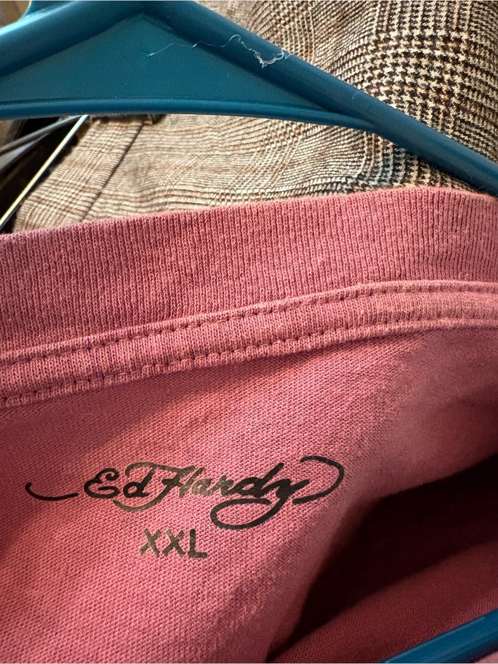 Ed Hardy Burgundy Graphic Short Sleeve Tee with Black Eagle Print - Picture 5 of 5
